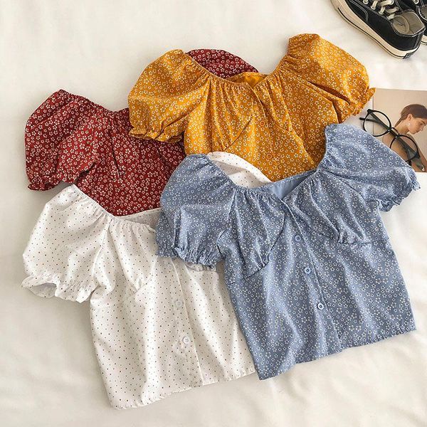 women's blouses & shirts summer women shirt short puff sleeve slim elastic square collar printed floral feminine sweet overshirt, White
women's blouses & shirts summer women shirt short puff sleeve slim elastic square collar printed floral feminine sweet overshirt, White