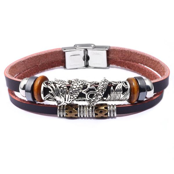 charm bracelets 2021 fashion male cool genuine leather bracelet men belt stainless steel buckle cuff chinese dragon man, Golden;silver
charm bracelets 2021 fashion male cool genuine leather bracelet men belt stainless steel buckle cuff chinese dragon man, Golden;silver