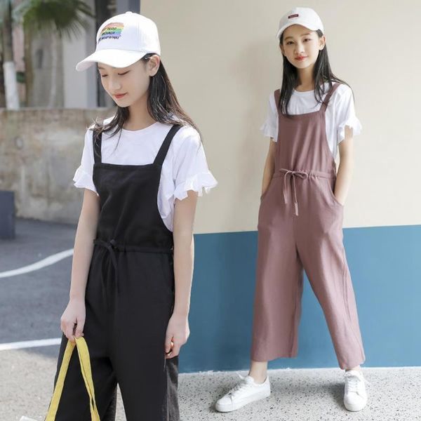 clothing sets summer teens girl solid cotton t shirts +overalls pants fashion 2 pieces kids clothes girls casual cute 12 14, White
clothing sets summer teens girl solid cotton t shirts +overalls pants fashion 2 pieces kids clothes girls casual cute 12 14, White