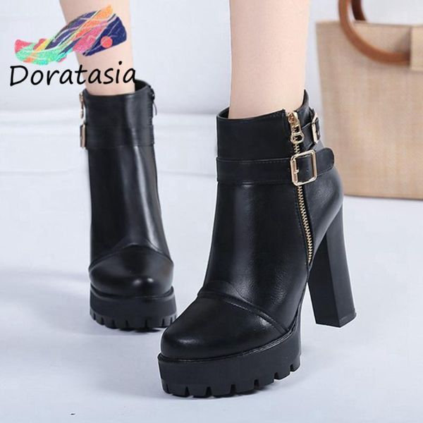 boots doratasia elegant women solid zipper platform round toe ankle shoes spike high heel hreat quality, Black
boots doratasia elegant women solid zipper platform round toe ankle shoes spike high heel hreat quality, Black