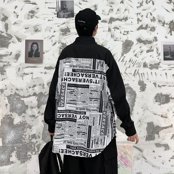 women's blouses & shirts plus size spaper printed for women 2021 high fashion trends clothing ladies oversize gothic button up and, White
women's blouses & shirts plus size spaper printed for women 2021 high fashion trends clothing ladies oversize gothic button up and, White