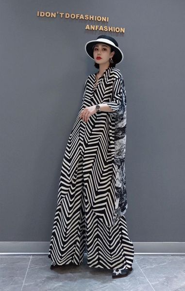 women's two piece pants superaen 2021 summer suit chiffon stripe patchwork plus size loose women's wear, White
women's two piece pants superaen 2021 summer suit chiffon stripe patchwork plus size loose women's wear, White
