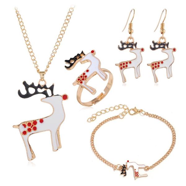 earrings & necklace metal dripping oil fashion christmas mascot for women four-pcs set cartoon cute elk ring gift, Silver
earrings & necklace metal dripping oil fashion christmas mascot for women four-pcs set cartoon cute elk ring gift, Silver