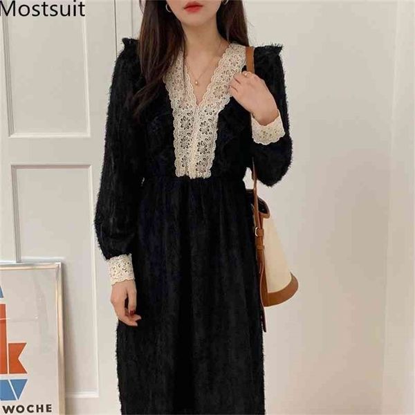 vintage lace patchwork women long dress full sleeve v-neck dresses korean elegant party ladies vestidos femme 210513, Black;gray
vintage lace patchwork women long dress full sleeve v-neck dresses korean elegant party ladies vestidos femme 210513, Black;gray