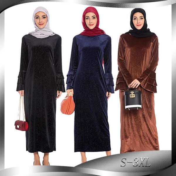 ethnic clothing women's long muslim dress products for autumn and winter thick gold velvet trumpet sleeves solid color fabric abaya, Red
ethnic clothing women's long muslim dress products for autumn and winter thick gold velvet trumpet sleeves solid color fabric abaya, Red