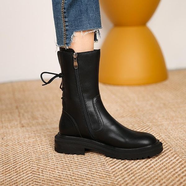 boots 801- autumn and winter 2021 british style women's round head short tube thick bottom with back, Black
boots 801- autumn and winter 2021 british style women's round head short tube thick bottom with back, Black