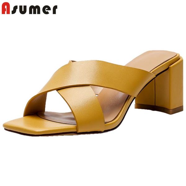 dress shoes asumer 2021 genuine leather women sandals solid colors summer square high heels casual ladies, Black
dress shoes asumer 2021 genuine leather women sandals solid colors summer square high heels casual ladies, Black