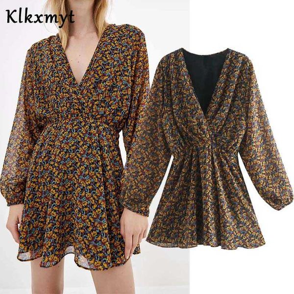 klkxmyt za women chic fashion floral print ruffled mini dress vintage long sleeve v neck female dresses vestidos mujer 210527, Black;gray
klkxmyt za women chic fashion floral print ruffled mini dress vintage long sleeve v neck female dresses vestidos mujer 210527, Black;gray