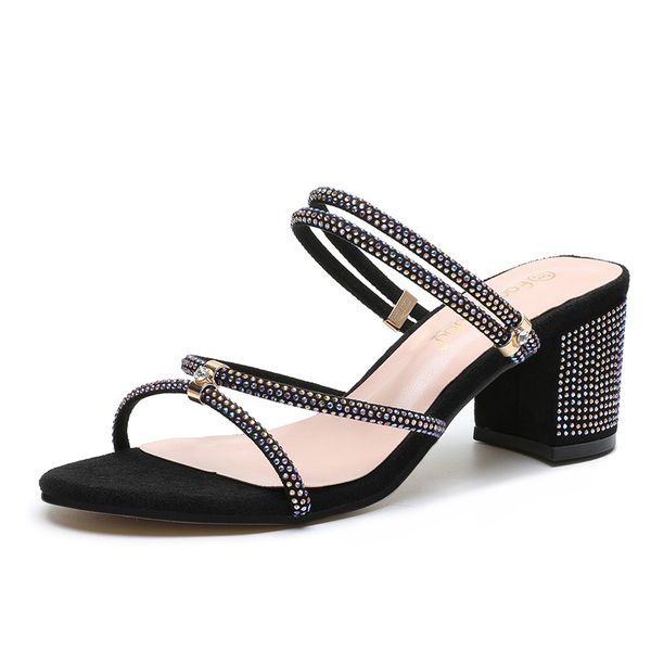 new style woman slippers summer shoes women sandals ctrstal square heel ladies outdoor casual sandals slippers 2021 loneshoes, Black
new style woman slippers summer shoes women sandals ctrstal square heel ladies outdoor casual sandals slippers 2021 loneshoes, Black