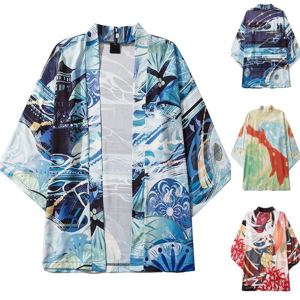 men's casual shirts 2021 arrival shirt loose open front 3/4 sleeve blouse japanese style print cover up cardigan, White;black
men's casual shirts 2021 arrival shirt loose open front 3/4 sleeve blouse japanese style print cover up cardigan, White;black