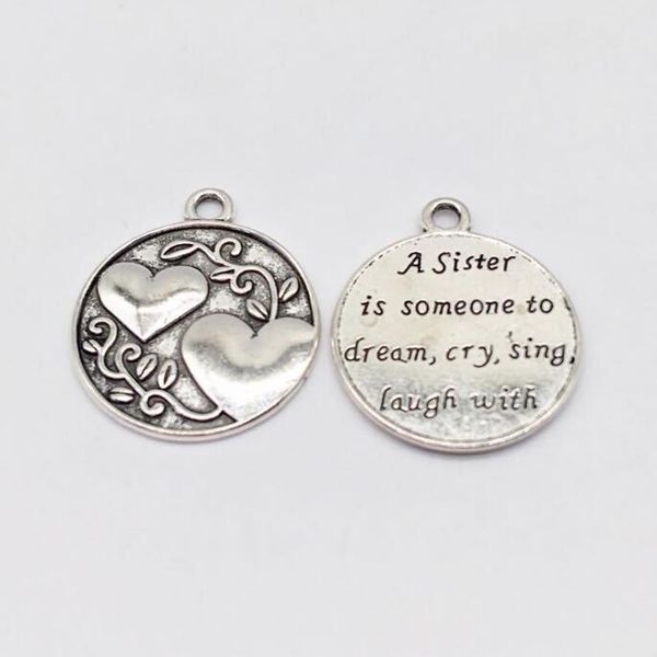 lot 20pcs heart charms a sister is someone to dream cry sing antique silver charm pendants jewelry making diy keychain pendant for bracelet, Bronze;silver
lot 20pcs heart charms a sister is someone to dream cry sing antique silver charm pendants jewelry making diy keychain pendant for bracelet, Bronze;silver