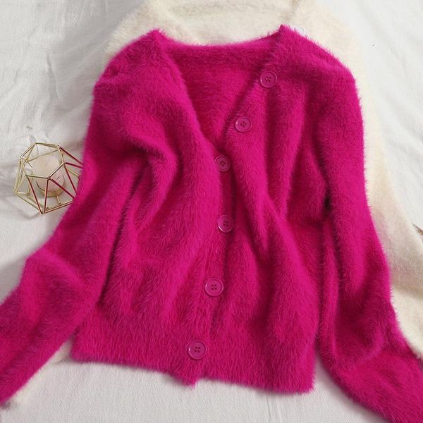 women's knits & tees korean comfortable mohair button cardigan women knitted sweater coat 2021 autumn solid color soft vintage, White
women's knits & tees korean comfortable mohair button cardigan women knitted sweater coat 2021 autumn solid color soft vintage, White