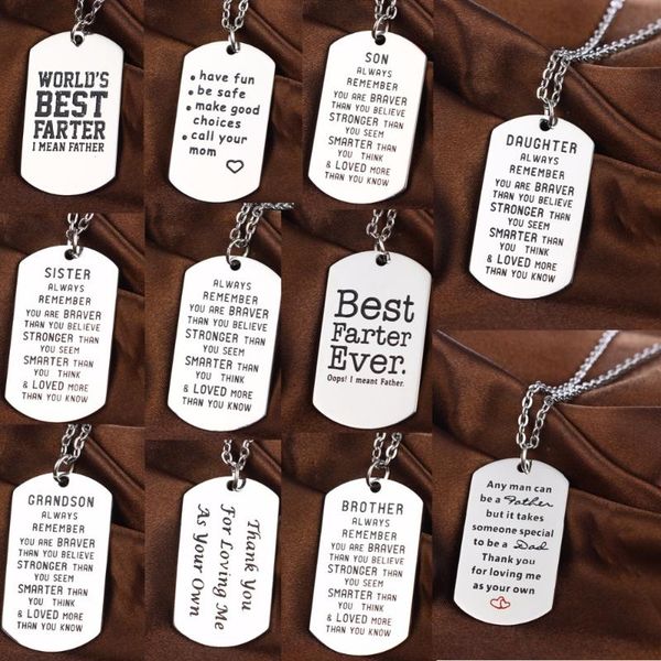 pendant necklaces family love son brother father grandson sister daughter necklace dog tag military stainless steel energy gifts, Silver
pendant necklaces family love son brother father grandson sister daughter necklace dog tag military stainless steel energy gifts, Silver