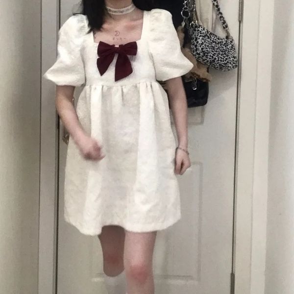 summer sweet white bow a-line puff sleeve dress elegant short square collar japanese harajuku fairy vestidos 210517, Black;gray
summer sweet white bow a-line puff sleeve dress elegant short square collar japanese harajuku fairy vestidos 210517, Black;gray