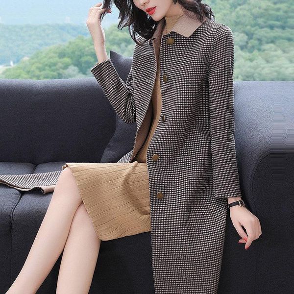 women's wool & blends women long coats houndstooth lapel single breasted vintage elegant lady plus size jackets winter outerwear x181, Black
women's wool & blends women long coats houndstooth lapel single breasted vintage elegant lady plus size jackets winter outerwear x181, Black