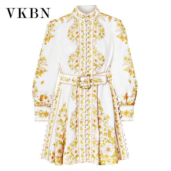 vkbn dresses for women party lantern sleeve above knee mini print floral with belt high waist spring autumn 210507, Black;gray
vkbn dresses for women party lantern sleeve above knee mini print floral with belt high waist spring autumn 210507, Black;gray