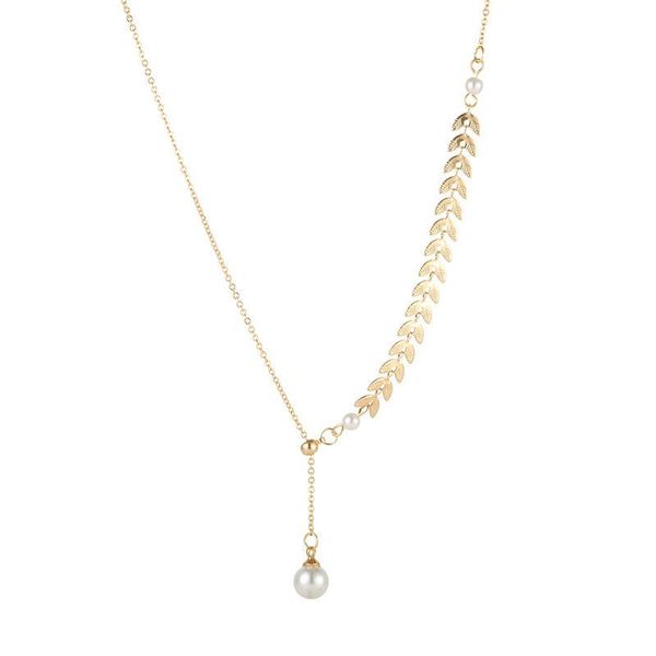 chains women's golden wheat spike collarbone chain temperament aesthetic pearl pendant necklace personality asymmetric female, Silver
chains women's golden wheat spike collarbone chain temperament aesthetic pearl pendant necklace personality asymmetric female, Silver