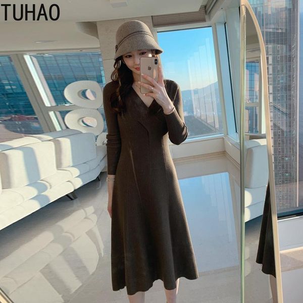 elegant knit dress for woman autumn winter women's vintage v-neck knitted dresses business casual office, Black;gray
elegant knit dress for woman autumn winter women's vintage v-neck knitted dresses business casual office, Black;gray