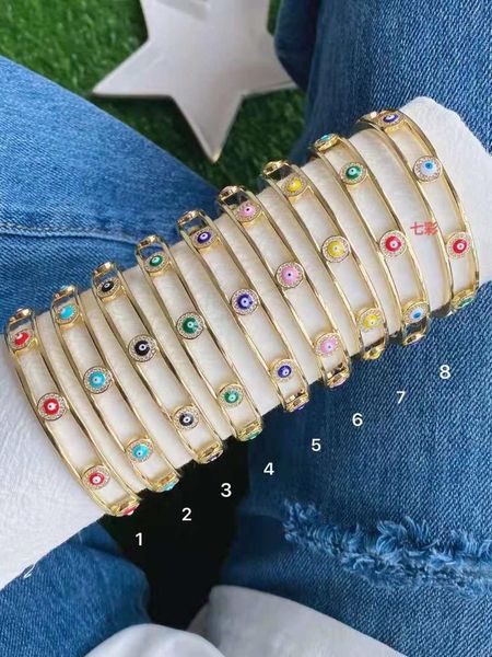 bangle fashion trendy zircon bracelet cuff jewelry multi color angel's eye enamel for women, Black
bangle fashion trendy zircon bracelet cuff jewelry multi color angel's eye enamel for women, Black