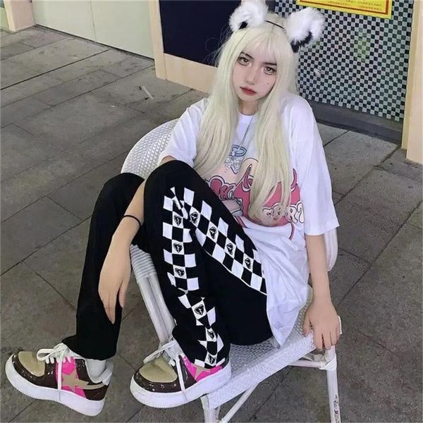 women's pants & capris black kawaii plaid print women autumn cargo trousers 2021 streetwear loose harajuku dance female long straight-l, Black;white
women's pants & capris black kawaii plaid print women autumn cargo trousers 2021 streetwear loose harajuku dance female long straight-l, Black;white