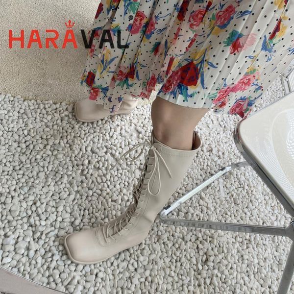 boots haraval women cross lace up flat knee high squared toe fashion lady winter velvet leather shoes elagant black white e223l1
boots haraval women cross lace up flat knee high squared toe fashion lady winter velvet leather shoes elagant black white e223l1