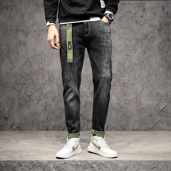 men's jeans spring autumn black gray version trend versatile slim small feet long pants plush thickened, Blue
men's jeans spring autumn black gray version trend versatile slim small feet long pants plush thickened, Blue