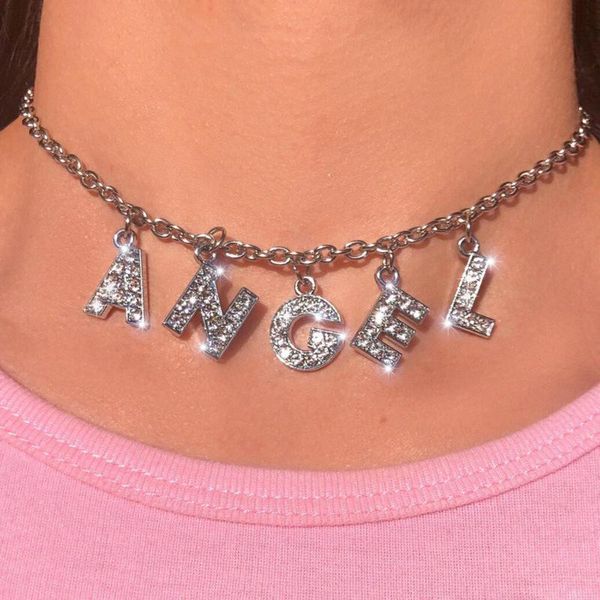 pendant necklaces exlusive harajuku girl itgirl stainless steel angel letter choker necklace iced out blin alphabet diy chain collares mujer, Silver
pendant necklaces exlusive harajuku girl itgirl stainless steel angel letter choker necklace iced out blin alphabet diy chain collares mujer, Silver