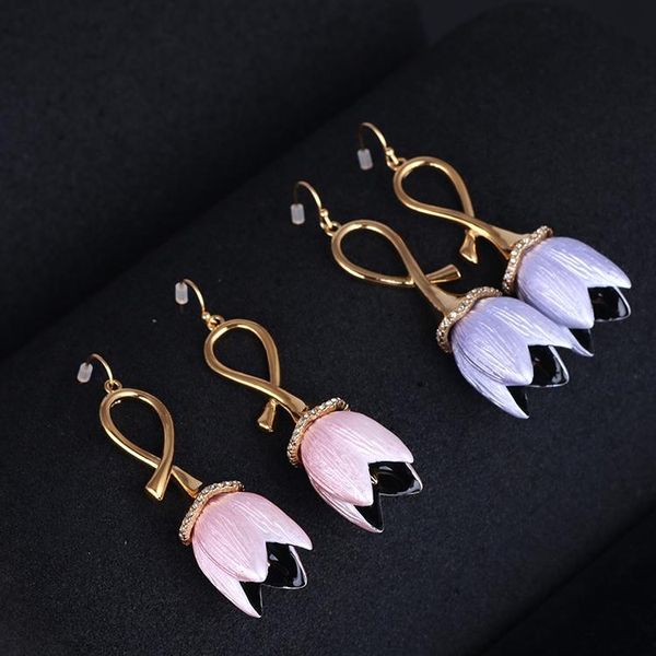dangle & chandelier three dimensional tulip lacquer inlaid earrings for girls fashionable and elegant women's, Silver
dangle & chandelier three dimensional tulip lacquer inlaid earrings for girls fashionable and elegant women's, Silver