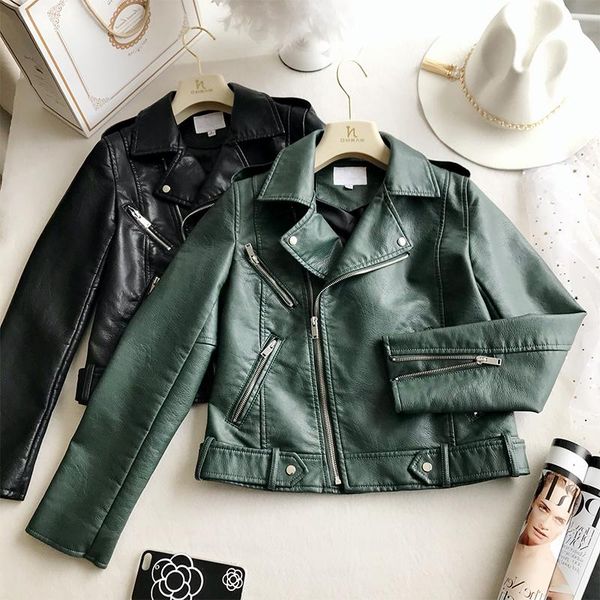 women's leather & faux 2021 spring autumn pu jacket women slim zipper green coat ladies biker motorcycle black short pvc outwear
women's leather & faux 2021 spring autumn pu jacket women slim zipper green coat ladies biker motorcycle black short pvc outwear