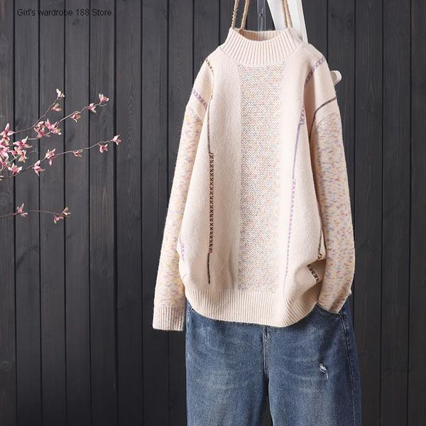 women's sweaters for autumn and winter loose literature art pullover jacquard versatile knitwear core spun yarn long, White;black
women's sweaters for autumn and winter loose literature art pullover jacquard versatile knitwear core spun yarn long, White;black