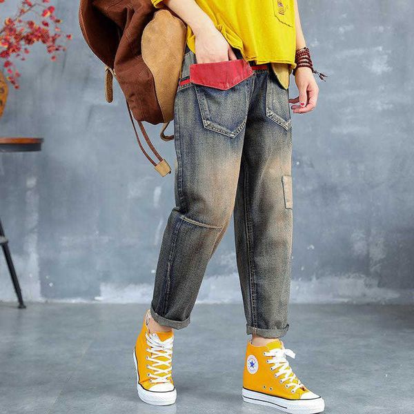 spring autum jeans retro women harem pants big pocket design casual cotton denim trousers elastic waist vintage jeans d404 210608, Blue
spring autum jeans retro women harem pants big pocket design casual cotton denim trousers elastic waist vintage jeans d404 210608, Blue