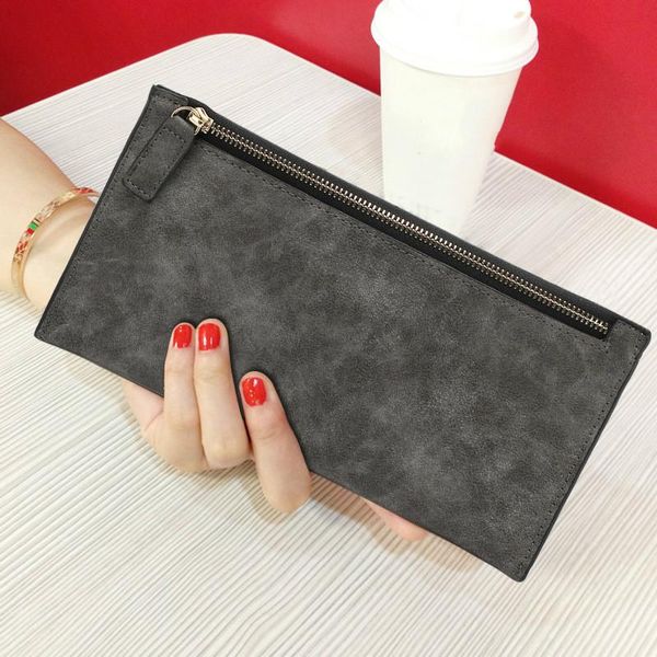 women long wallets vintage scrub leather clutch purses female zipper coin purse card holders, Red;black
women long wallets vintage scrub leather clutch purses female zipper coin purse card holders, Red;black