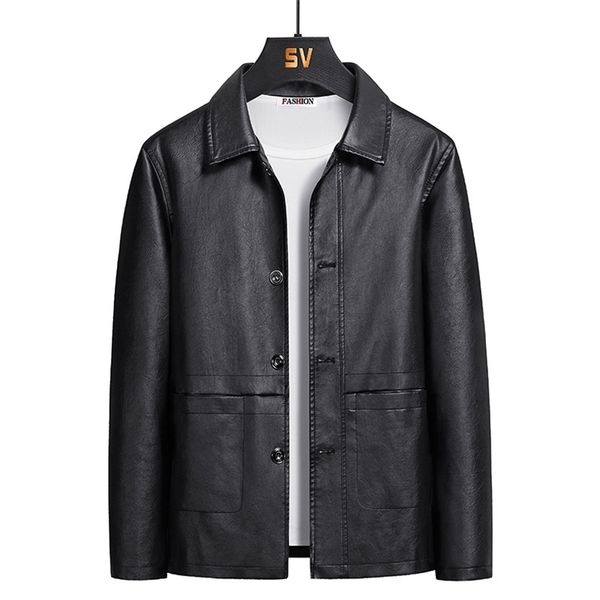 fashion men's leather jacket autumn simple lapel slim solid color m-5xl casual chaquetas los hombres 211214, Black;brown
fashion men's leather jacket autumn simple lapel slim solid color m-5xl casual chaquetas los hombres 211214, Black;brown