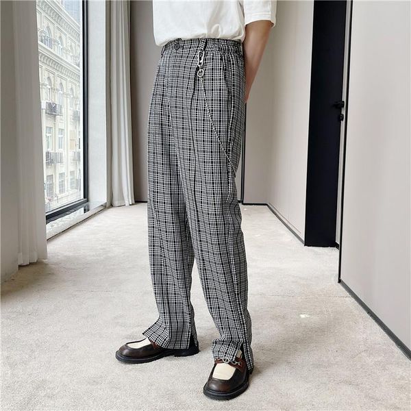 men's pants plaid fashion casual wide-leg men trousers korean loose straight-leg suit mens dress m-xl, Black
men's pants plaid fashion casual wide-leg men trousers korean loose straight-leg suit mens dress m-xl, Black