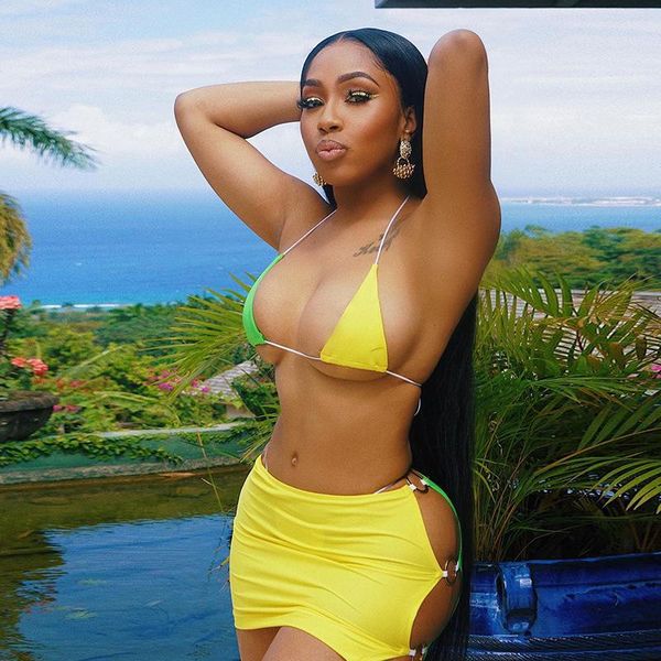 women's swimwear color block three pieces swimming suits women high cut bikinis halter bra+thong+hollow out cover ups female brazilian, White;black
women's swimwear color block three pieces swimming suits women high cut bikinis halter bra+thong+hollow out cover ups female brazilian, White;black