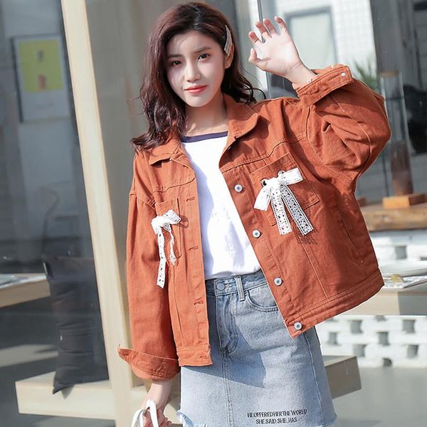 autumn winter fashion denim jacket women coat chin loose sweet bow female 2021 women's jackets, Black;brown
autumn winter fashion denim jacket women coat chin loose sweet bow female 2021 women's jackets, Black;brown