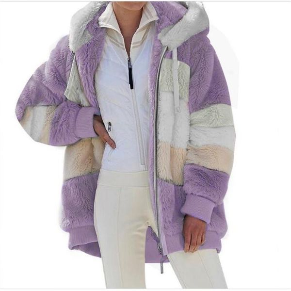 women's jackets 2021 winter fashion oversize outerwear women striped thick warm teddy fluffy hairy pocket long sleeve zipper hooded jac, Black;brown
women's jackets 2021 winter fashion oversize outerwear women striped thick warm teddy fluffy hairy pocket long sleeve zipper hooded jac, Black;brown