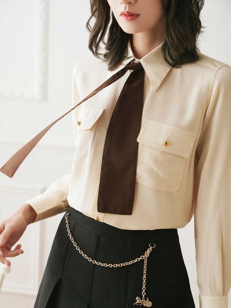 women's blouses & shirts silk ga female color long sleeves mulberry scarf with shirt loose jacket casual by78, White
women's blouses & shirts silk ga female color long sleeves mulberry scarf with shirt loose jacket casual by78, White