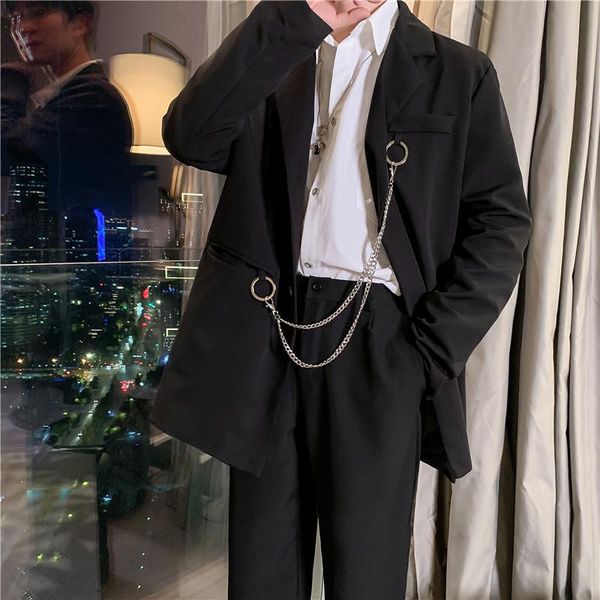 men's suits & blazers male vintage fashion high street hip hop iron chain casual suit jacket pant men 2 pieces sets jacket+trouser, White;black
men's suits & blazers male vintage fashion high street hip hop iron chain casual suit jacket pant men 2 pieces sets jacket+trouser, White;black