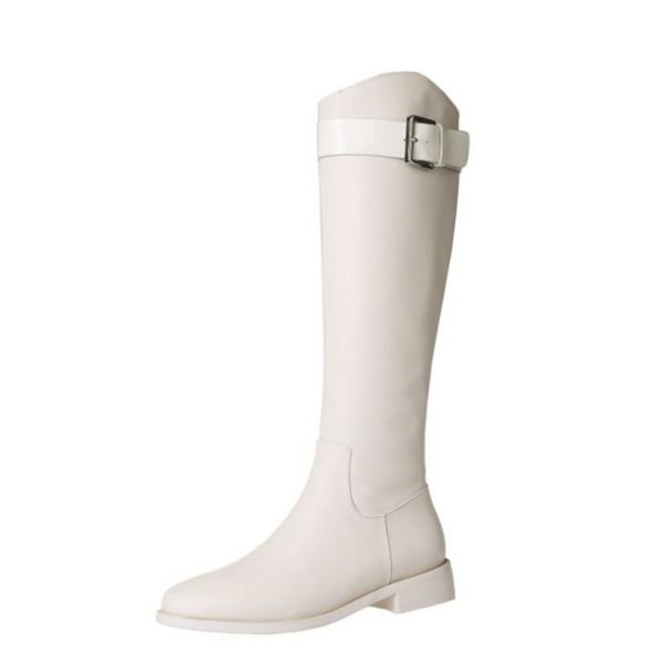 Size 33-43 Women Real Leather Knee High Boots Shoes Buckle Flat Heel Fashion Cool Outdoor Winter Female Footwear, White
Size 33-43 Women Real Leather Knee High Boots Shoes Buckle Flat Heel Fashion Cool Outdoor Winter Female Footwear, White