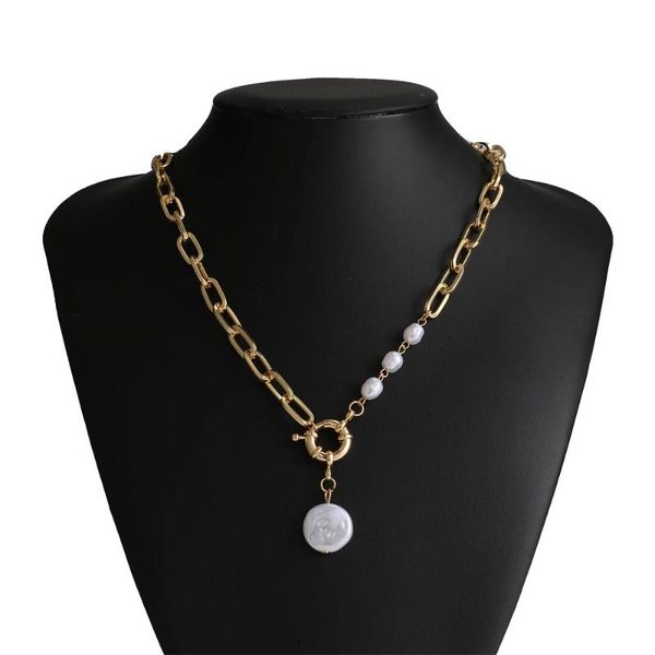 pendant necklaces fashion imitation pearl thick chain necklace korean geometric irregular metal collar women, Silver
pendant necklaces fashion imitation pearl thick chain necklace korean geometric irregular metal collar women, Silver