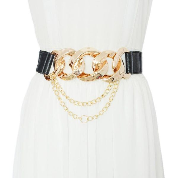belts women elastic leather wide belt golden silver thick chain girdle fashion strap button style dress coat decorative waistband, Black;brown
belts women elastic leather wide belt golden silver thick chain girdle fashion strap button style dress coat decorative waistband, Black;brown