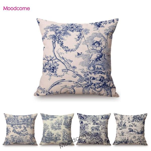 cushion/decorative pillow navy blue ink print motif of toile de jouy classic french pattern home decorative throw case linen car sofa cushio
cushion/decorative pillow navy blue ink print motif of toile de jouy classic french pattern home decorative throw case linen car sofa cushio