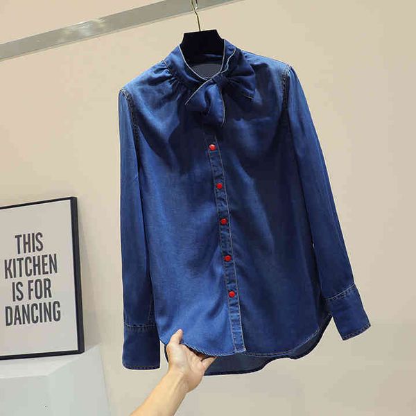 korean style loose denim blouses shirt female bf butterfly knot temperament coat spring fall girl students long jean shirts women, White
korean style loose denim blouses shirt female bf butterfly knot temperament coat spring fall girl students long jean shirts women, White
