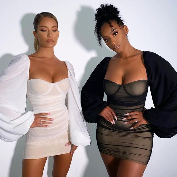 2021fantoye 2021 spring double layer mesh mini dress women lantern sleeve ruched bodycon dress clubwear black backless vestido, Black;gray
2021fantoye 2021 spring double layer mesh mini dress women lantern sleeve ruched bodycon dress clubwear black backless vestido, Black;gray
