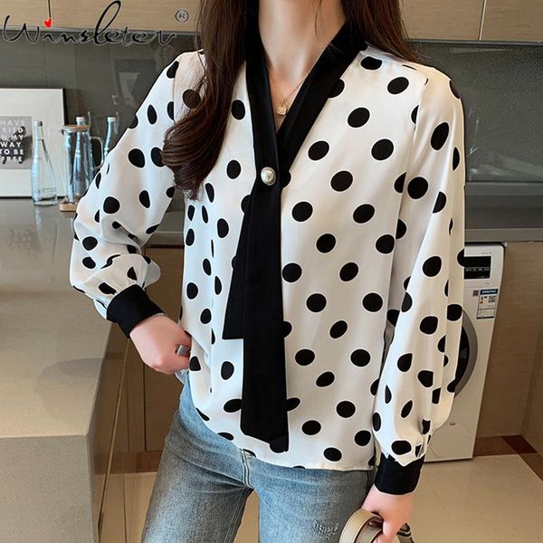women's blouses & shirts polka dot women chiffon 2021 autumn long sleeve mandarin collar ribbon pullovers patchwork t07110k, White
women's blouses & shirts polka dot women chiffon 2021 autumn long sleeve mandarin collar ribbon pullovers patchwork t07110k, White