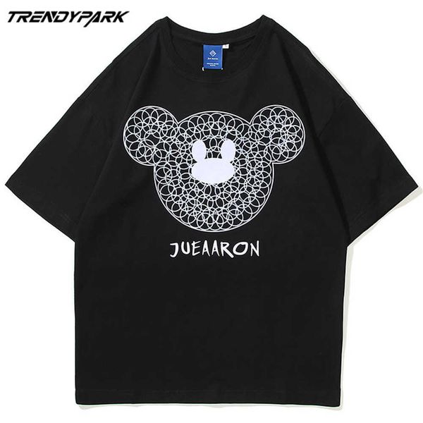men's creative bear head t-shirt short sleeve tee hip hop oversized cotton casual harajuku streetwear tshirts men clothing 210601, White;black
men's creative bear head t-shirt short sleeve tee hip hop oversized cotton casual harajuku streetwear tshirts men clothing 210601, White;black