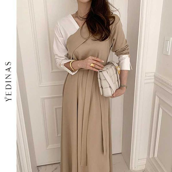 yedinas vintage a-line dress women elegant v-neck high waist with belt patchwork ankle-length long ladies vestido 210527, Black;gray
yedinas vintage a-line dress women elegant v-neck high waist with belt patchwork ankle-length long ladies vestido 210527, Black;gray