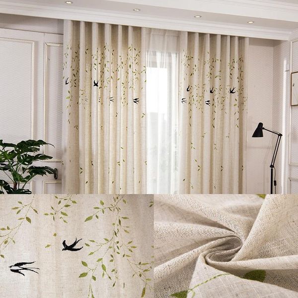 curtain & drapes cotton linen semi-blackout curtains for living room bedroom natural fresh willow branches and swallow embroidery flax corti
curtain & drapes cotton linen semi-blackout curtains for living room bedroom natural fresh willow branches and swallow embroidery flax corti