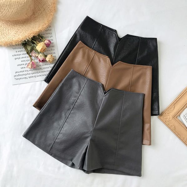 women's shorts khaki pu leather casual high waist wide leg femme black faux ladies clothes solid q2663 e8pi, White;black
women's shorts khaki pu leather casual high waist wide leg femme black faux ladies clothes solid q2663 e8pi, White;black